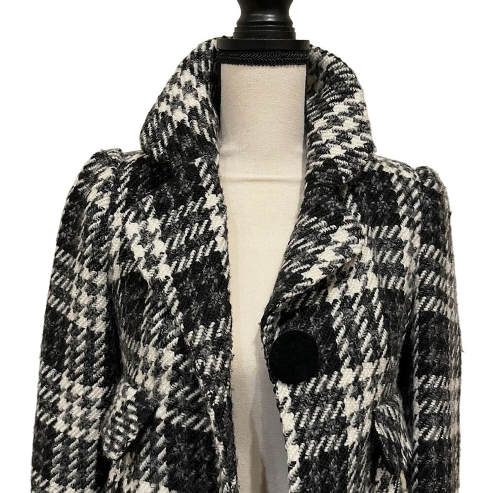Laundry by Design Houndstooth Pea Coat Wool Blend Velvet Button Size 10 - Picture 3 of 10